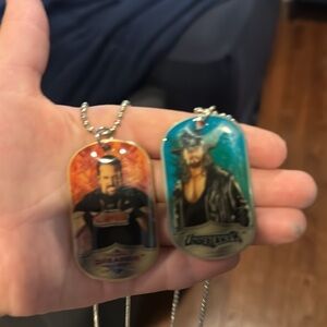 WWE dog tags silver chain Undertacker 15 of 24 and Tommy Dreamer 16 of 24